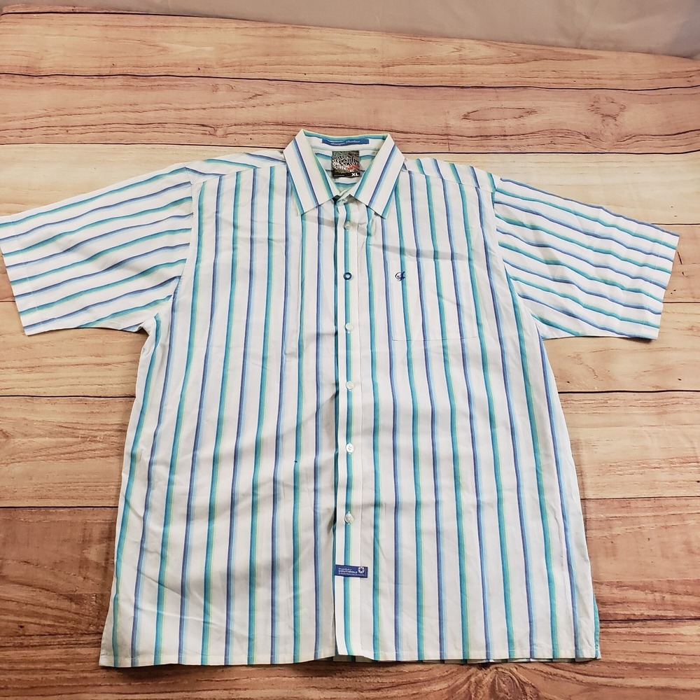 South Pole Shirt Mens Extra Large Blue White Outdoor Button Up Casual Adult XL‎